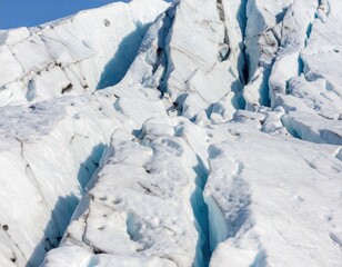Glacier crevasses and ice formations