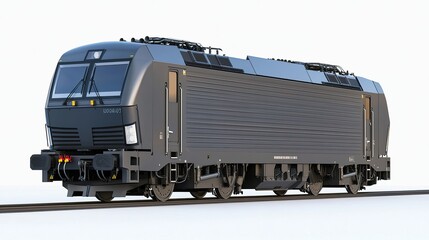 Obraz premium Modern electric locomotive, sleek design, front-side view, pure white background, studio lighting, high resolution