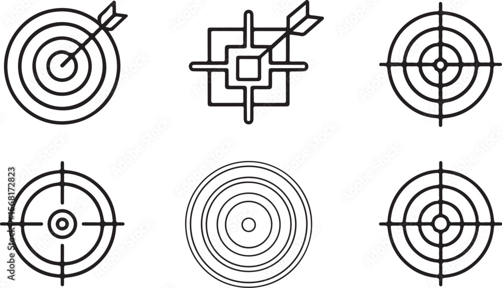 Poster vector art of set of target icons with arrows isolated on white background