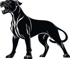 Fototapeta premium Aggressive Dog Vector Silhouette: Powerful, Black, and Dramatic