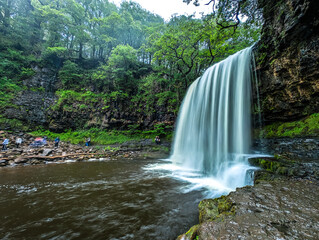 Long exposure Four Waterfalls walk, Waterfall Country, Brecon Beacons South Wales, United Kingdom