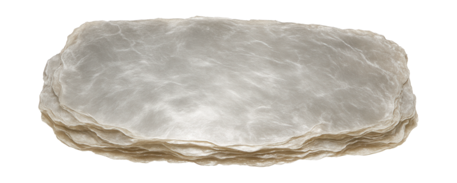 Muscovite mica sheet with a silvery sheen and thin, flexible layers