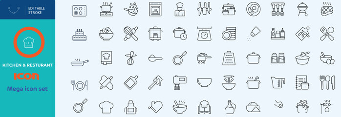 Hand drawn kitchen icon set