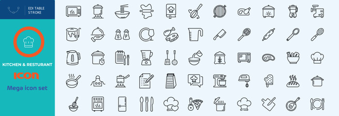 Hand drawn kitchen icon set