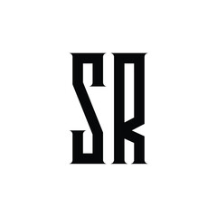 SR monogram logo design letter text name symbol monochrome logotype alphabet character simple logo