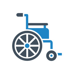 Blue and grey wheelchair icon mobility accessibility
