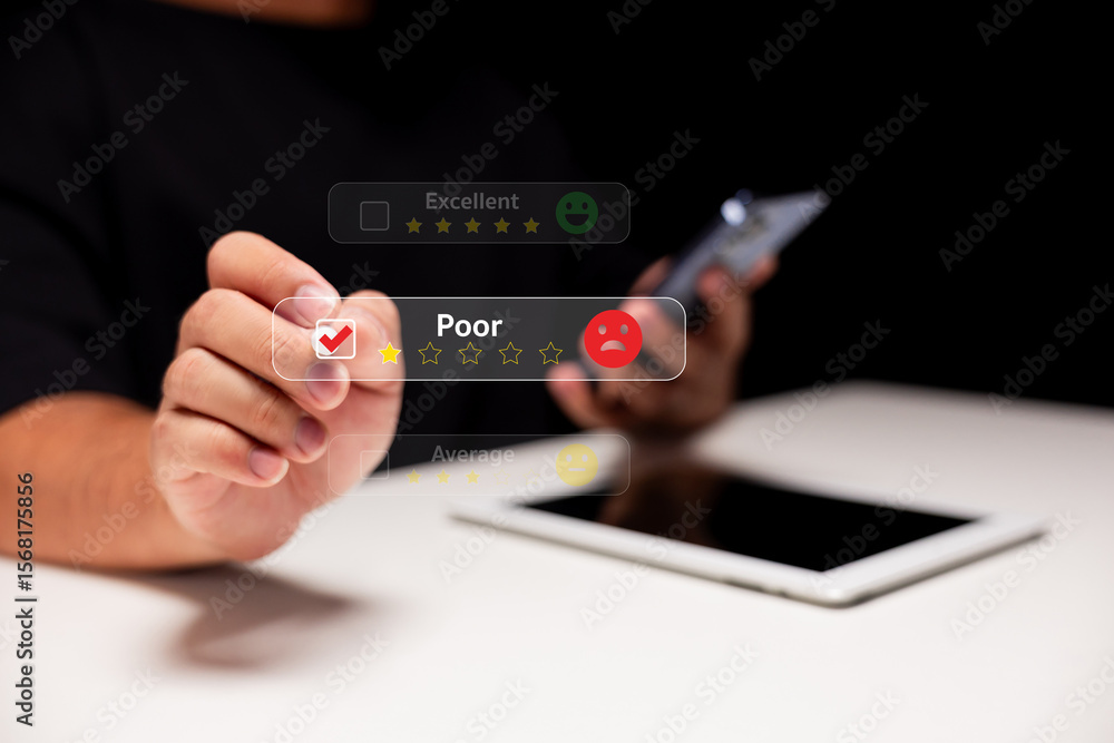 Poster a person rates a service or product as 
