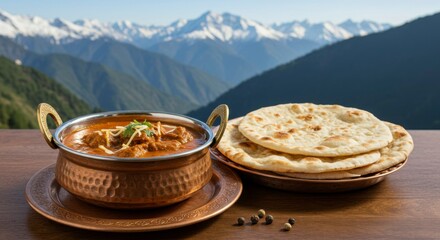 Indian dish with mountain view