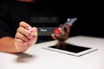 A person rates a service or product as 