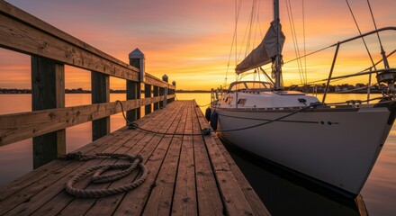 Sunrise sailboat on dock