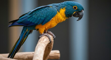 Vibrant parrot perched on branch