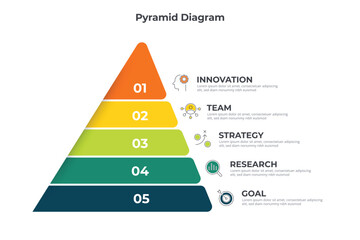 5 Pyramid diagram step success business. vector