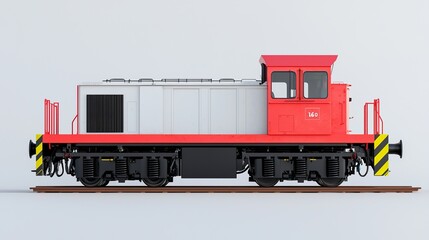 Obraz premium Retro diesel-electric locomotive, clean restoration, pure white, even lighting, historical accuracy