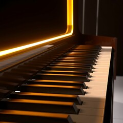 Close-up of a Modern Piano with Illuminated Frame
