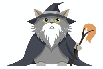 Whimsical Wizard Cat Illustration A Feline Friend Dressed for Magic and Fantasy