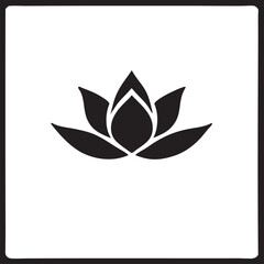 Minimalist black and white lotus flower silhouette icon for clean design projects