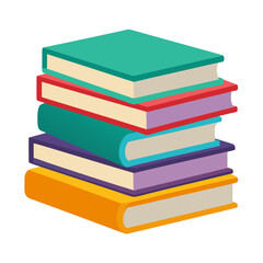 Stack of Colorful Books in Flat Style – Education and Library Vector