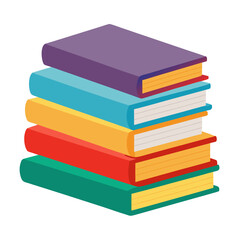 Stack of Colorful Books in Flat Style – Education and Library Vector