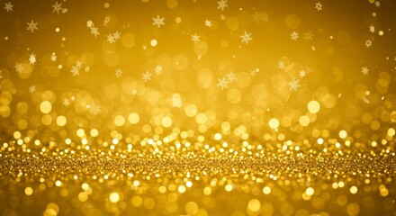 Golden glitter background with snowflakes