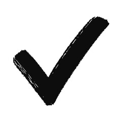 Hand drawn checkmark on with rough textured edges a simple design tick symbol © Mamatarani