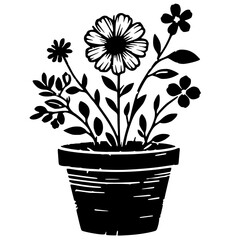 Flower pot sketch silhouette