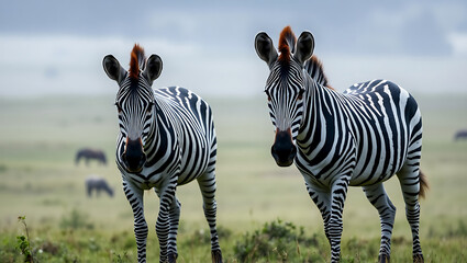 Fototapeta premium 3d zebras in Serengeti national park