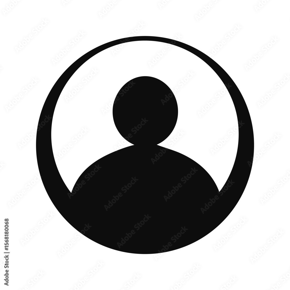 Poster silhouette a person inside a circle with curved arms on a vector