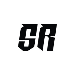 Obraz premium SR monogram logo design letter text name symbol monochrome logotype alphabet character simple logo