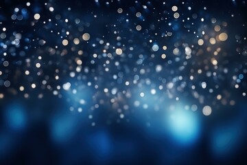 Obraz premium Festive blue bokeh background with floating particles creates a magical and celebratory atmosphere