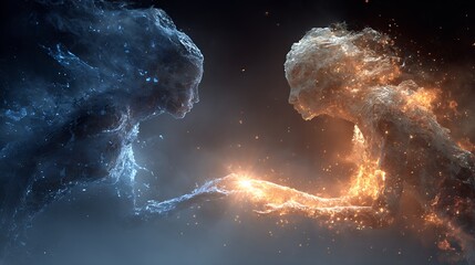 cosmic nebula space cloud collision energy burst abstract astronomy digital art