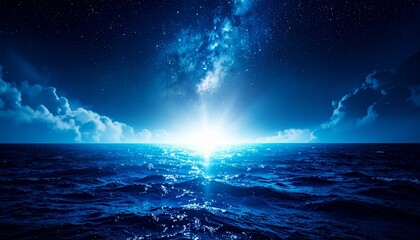 星雲と海面、美しいアクセント、綺麗な背景画像