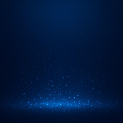 Fototapeta premium Abstract Digital Realm: A stunning composition of glowing blue lights against a deep indigo backdrop, symbolizing the intricate digital landscape.