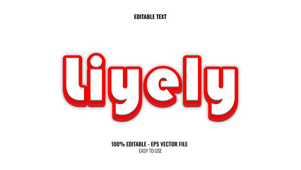 3D text effect style liyely, editable text effect