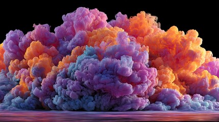 Abstract ink cloud explosion, vibrant colors