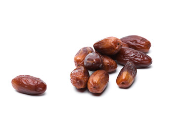 Dry tasty dates on white background