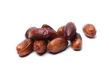 Dry tasty dates on white background