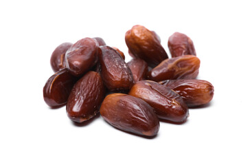 Dry tasty dates on white background
