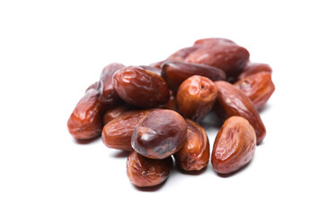 Dry tasty dates on white background