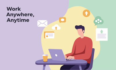 Flexible work illustration great for articles, websites, and content about digital careers and remote culture