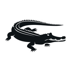 Fototapeta premium Crocodile Full Body Black Glyph Icon (Color Changes Available in SVG)