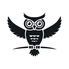 Owl Full Body Black Glyph Icon (Color Changes Available in SVG)