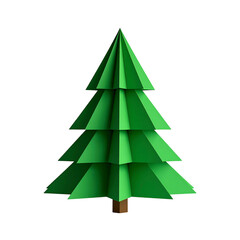 Fototapeta premium Green Pine Tree with Layered Branches and Brown Trunk on Transparent Background