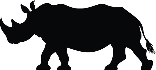 Fototapeta premium Powerful Rhino Silhouette: Vector Illustration, African Wildlife Design