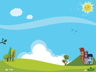 Cartoon background for kids. Vector illustration.
