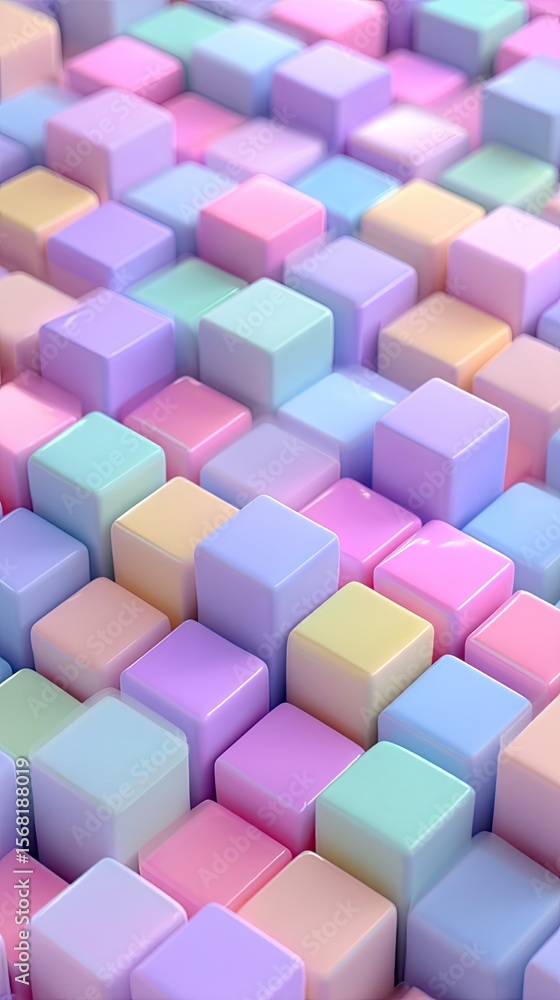 Aufkleber pastel colored cubes in a 3d grid pattern