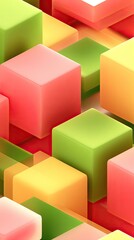 Obraz premium Abstract geometric pattern of layered, vibrant, translucent cubes in a variety of pastel colors