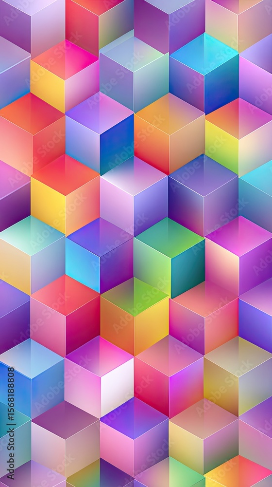 Poster abstract geometric pattern of many colorful cubes