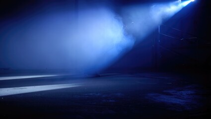 Blue stage light beam with smoke blue light stage lighting