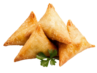 Fried chicken samosa isolated