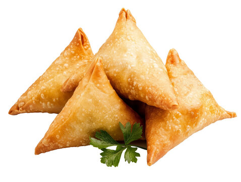 Fried chicken samosa isolated